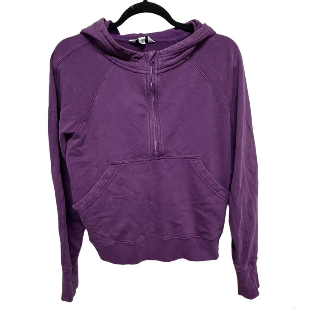 Joylab Quarter Zip Hoodie Sweatshirt Front Pocket Sweatshirt Size Small Purple